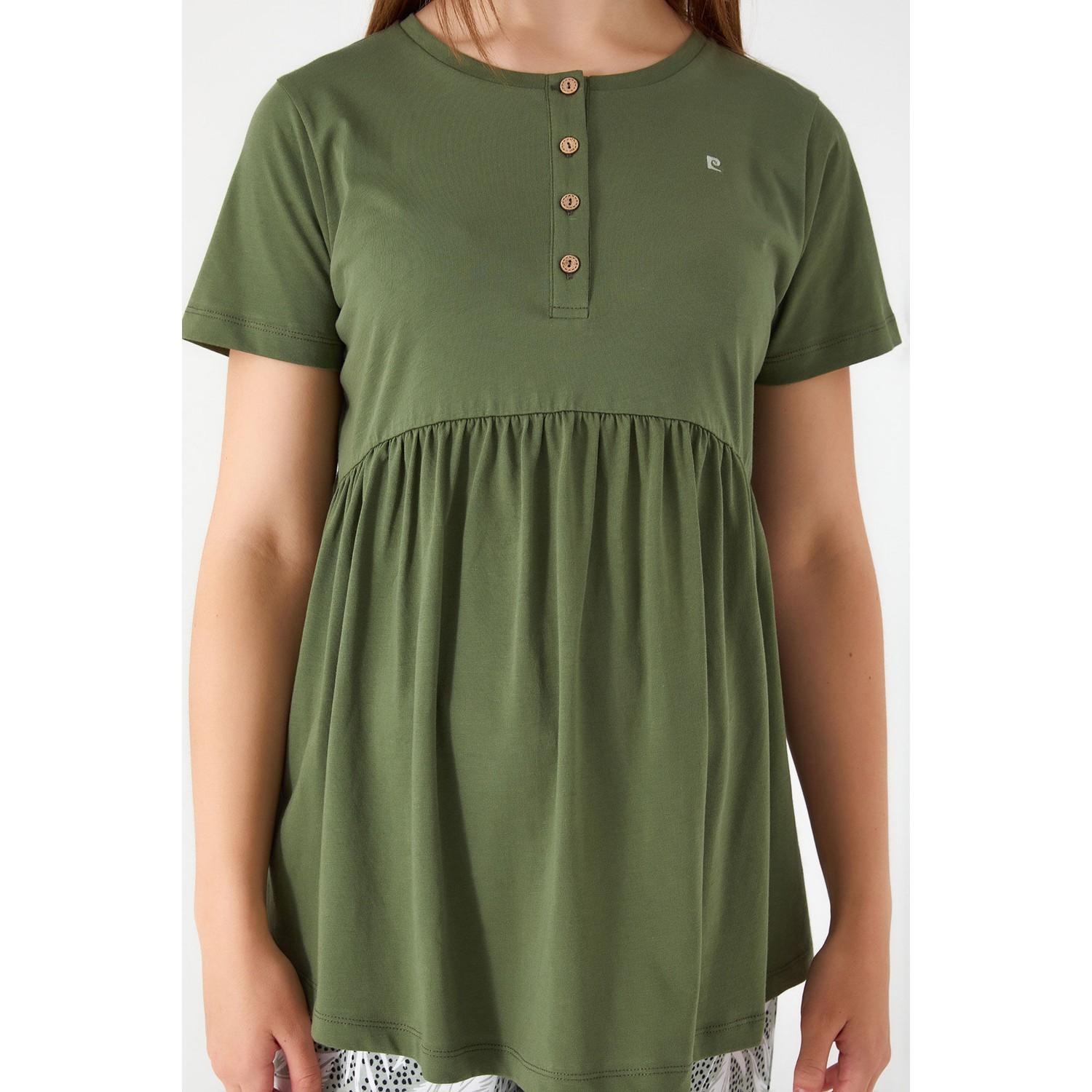 Pierre Cardin Ruffle Skirt Yeşil Kadın Lohusa Pijama Takım