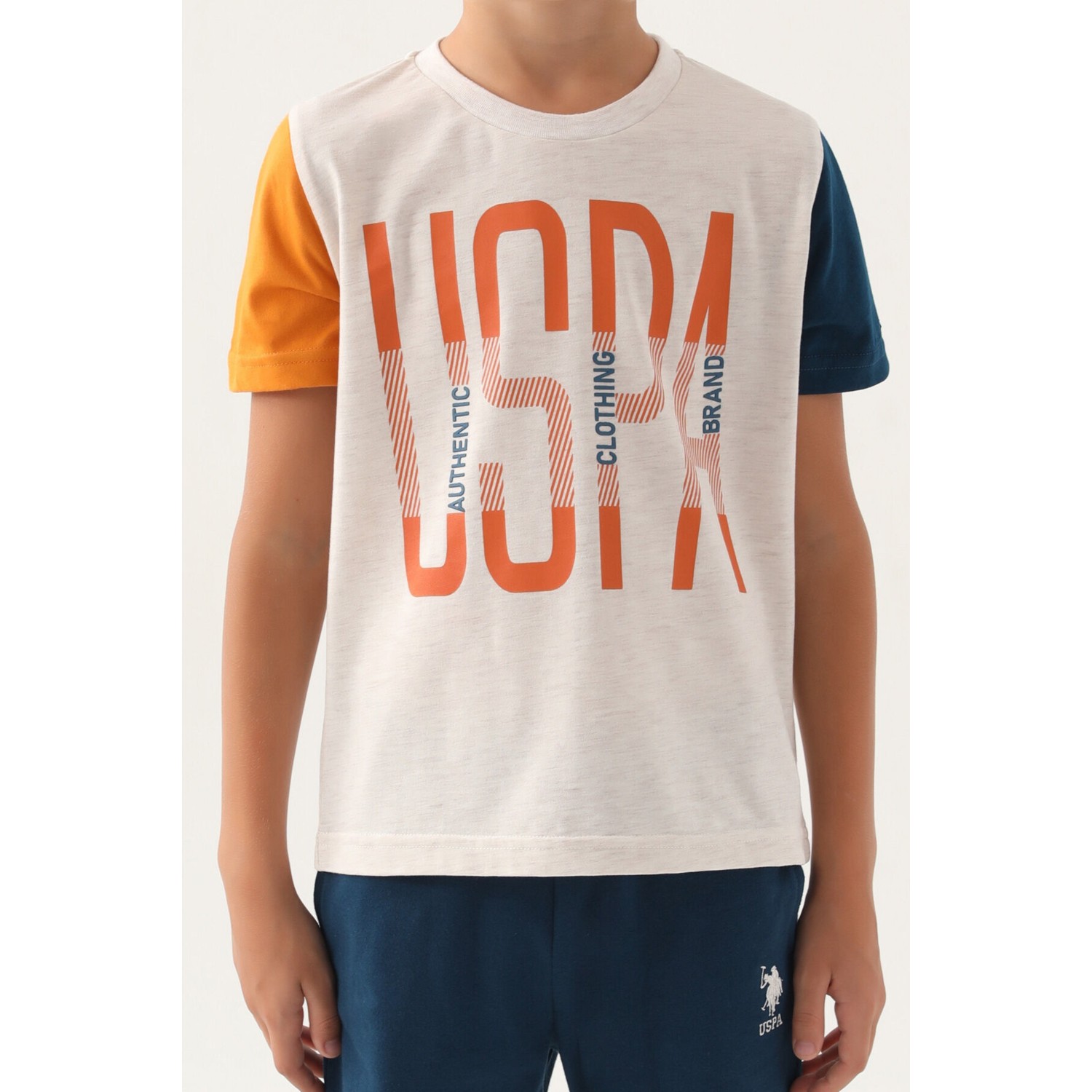 U.S. Polo Assn. Lisanslı Brand Krem Erkek Çocuk Bermuda Takım