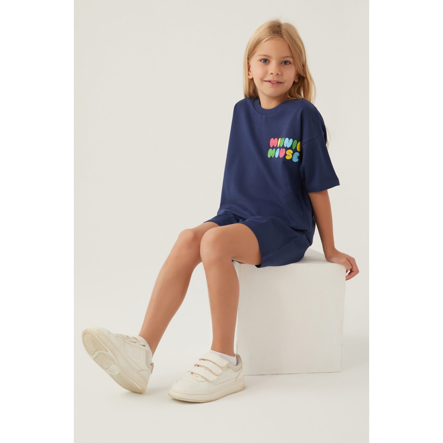 Minnie Mouse Colourful Koyu Indigo Kız Çocuk Şort Takım