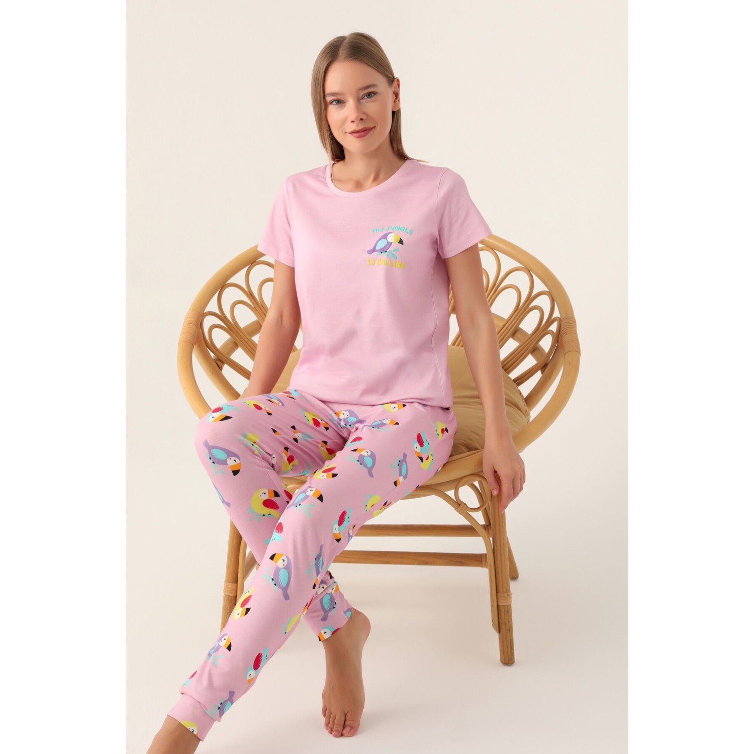 RolyPoly Callım Mor Kadın Kısa Kol Pijama Takımı