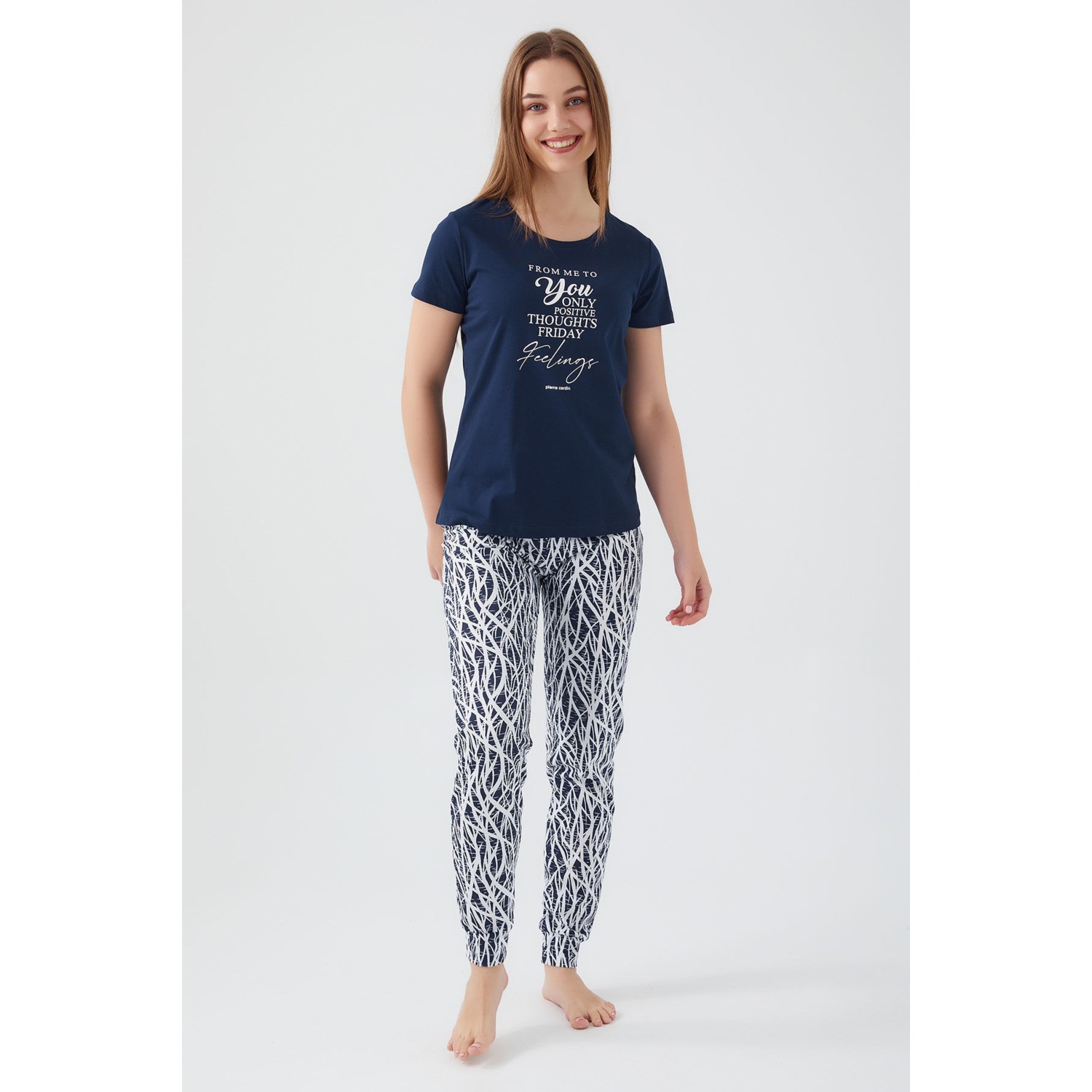 Pierre Cardin Friday Feelings Lacivert Kadın Kısa Kol Pijama Takım
