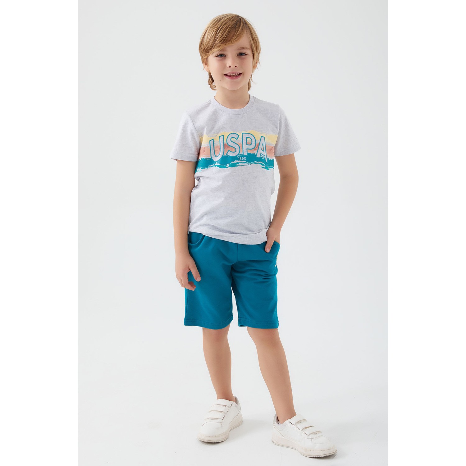 U.S. Polo Assn. Sweet Intense Beyaz Erkek Çocuk Bermuda Takım