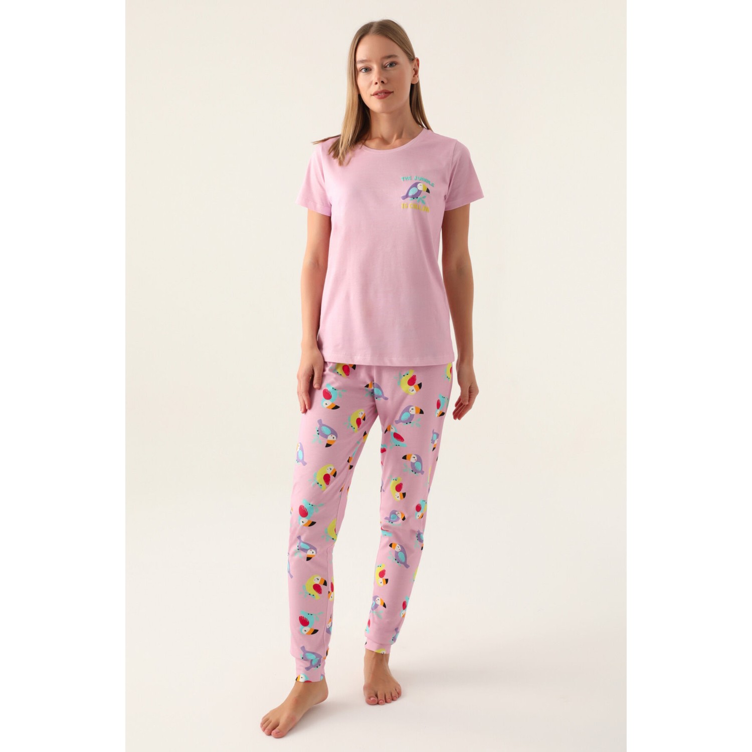RolyPoly Callım Mor Kadın Kısa Kol Pijama Takımı