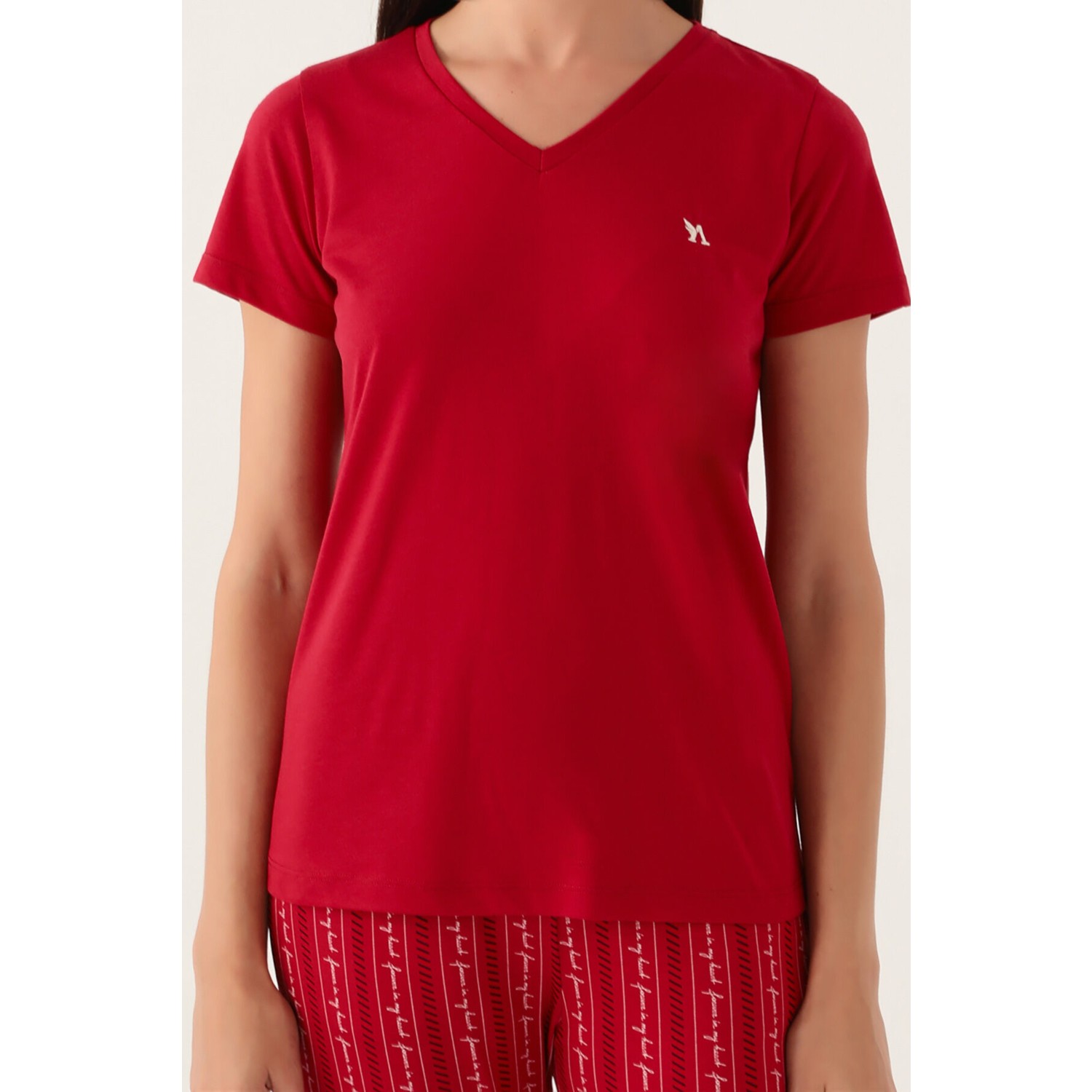 Arnetta Basics Bordo Kadın Kısa Kol Pijama Takımı