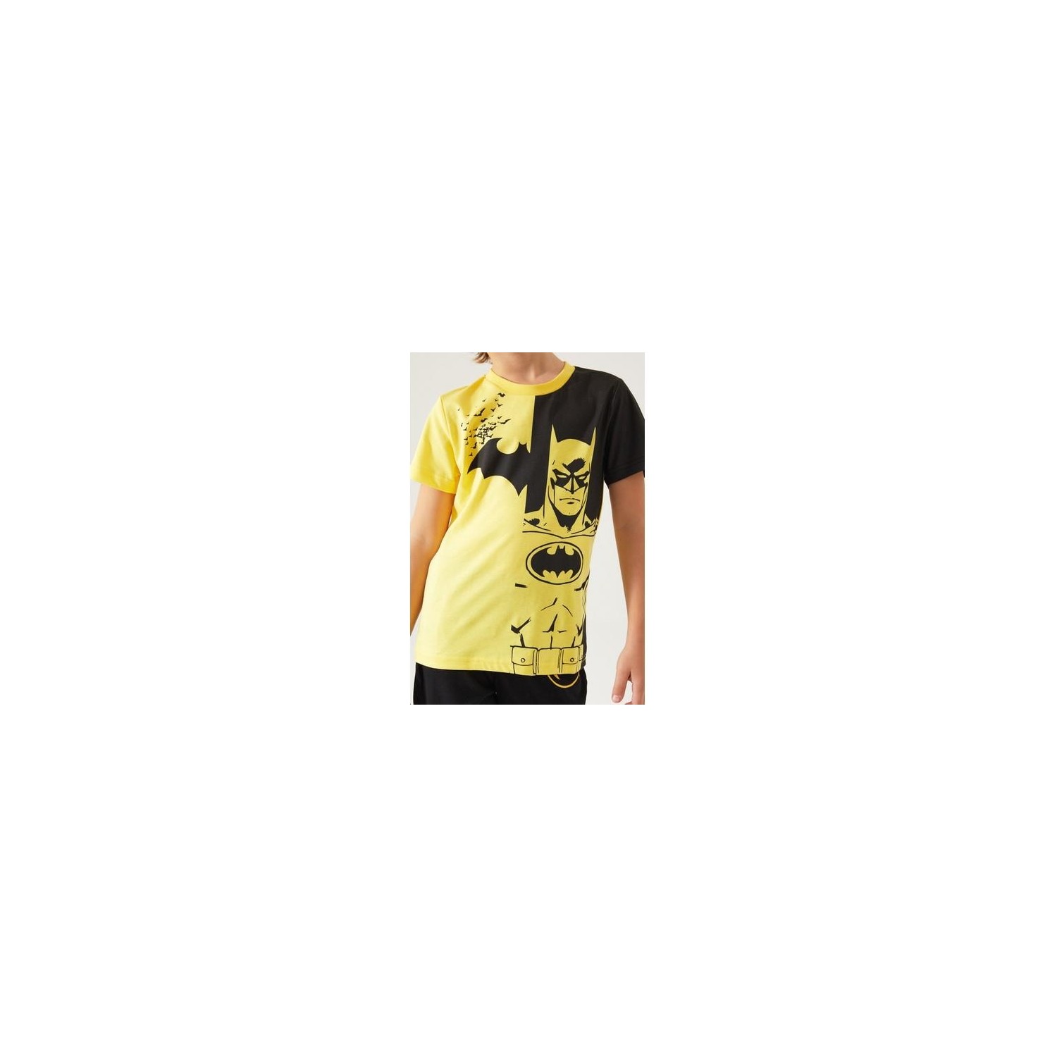 Batman Yellow Batman Sarı Erkek Çocuk Kısa Kol Pijama Takım