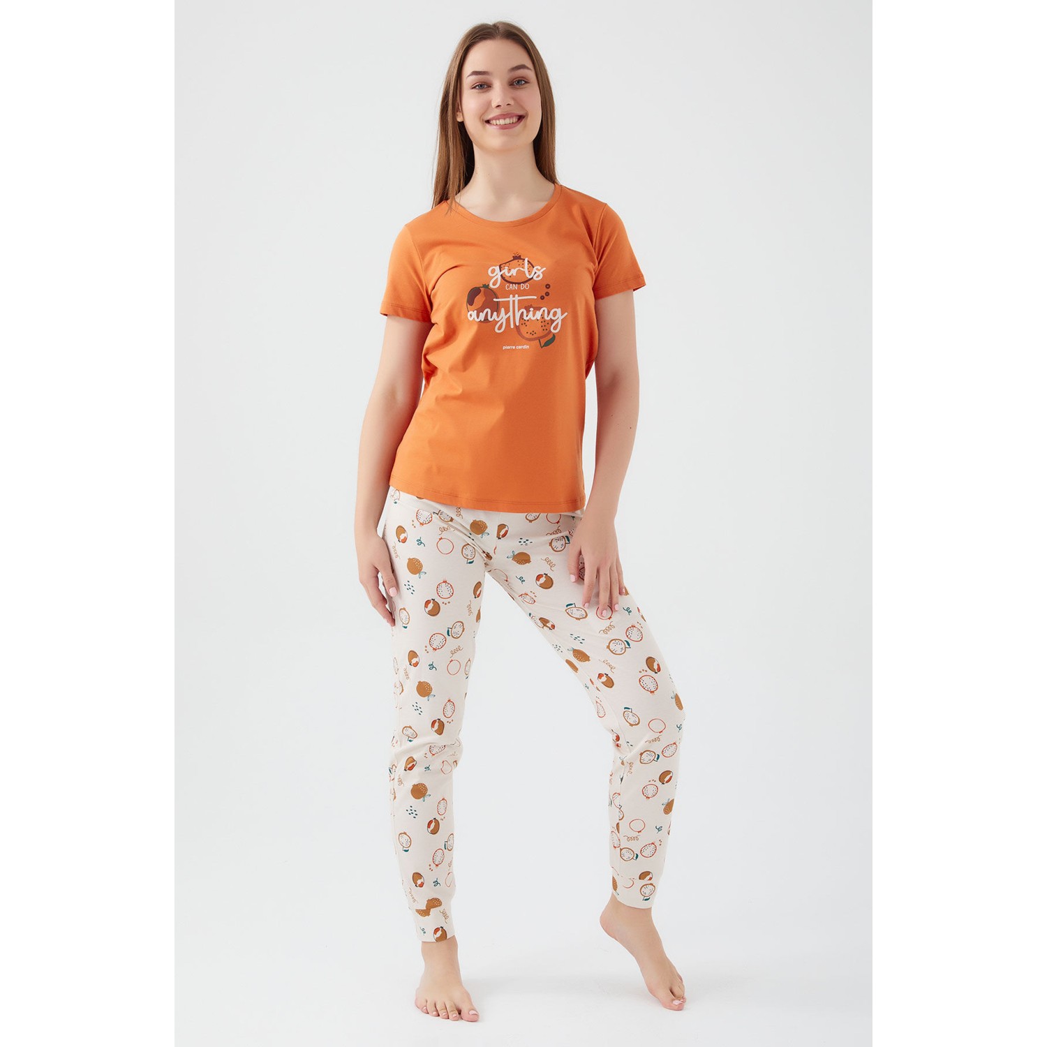 Pierre Cardin Girls Can Do Turuncu Kadın Kısa Kol Pijama T...