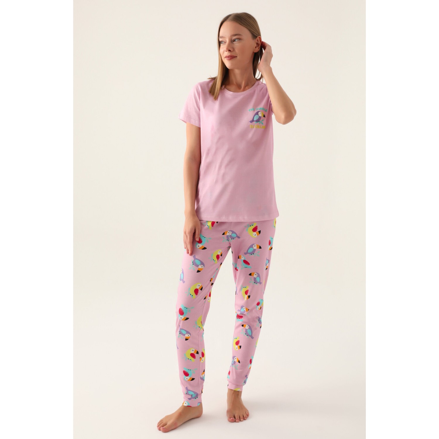 RolyPoly Callım Mor Kadın Kısa Kol Pijama Takımı