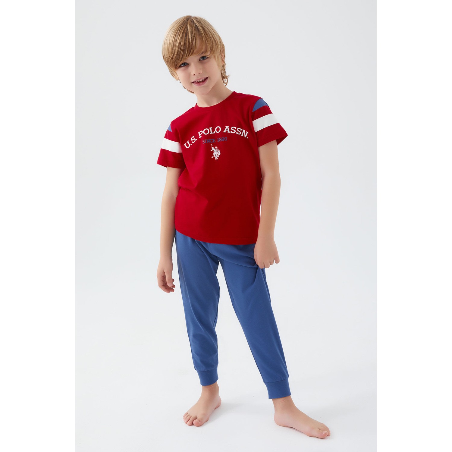 U.S. Polo Assn. Intense Krem Erkek Çocuk Kısa Kol Pijama Takım
