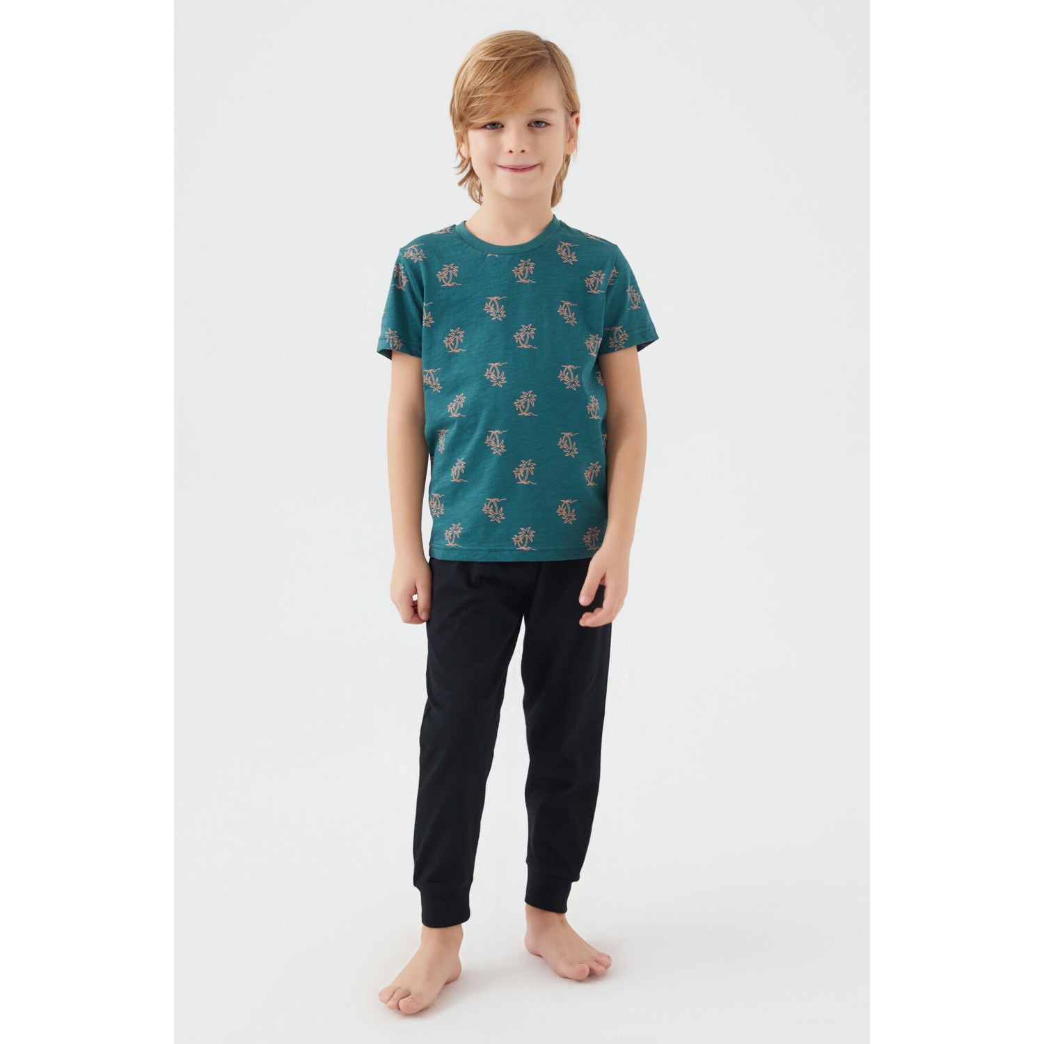 Arnetta Parrot Yeşil Erkek Kısa Kol Pijama Takım