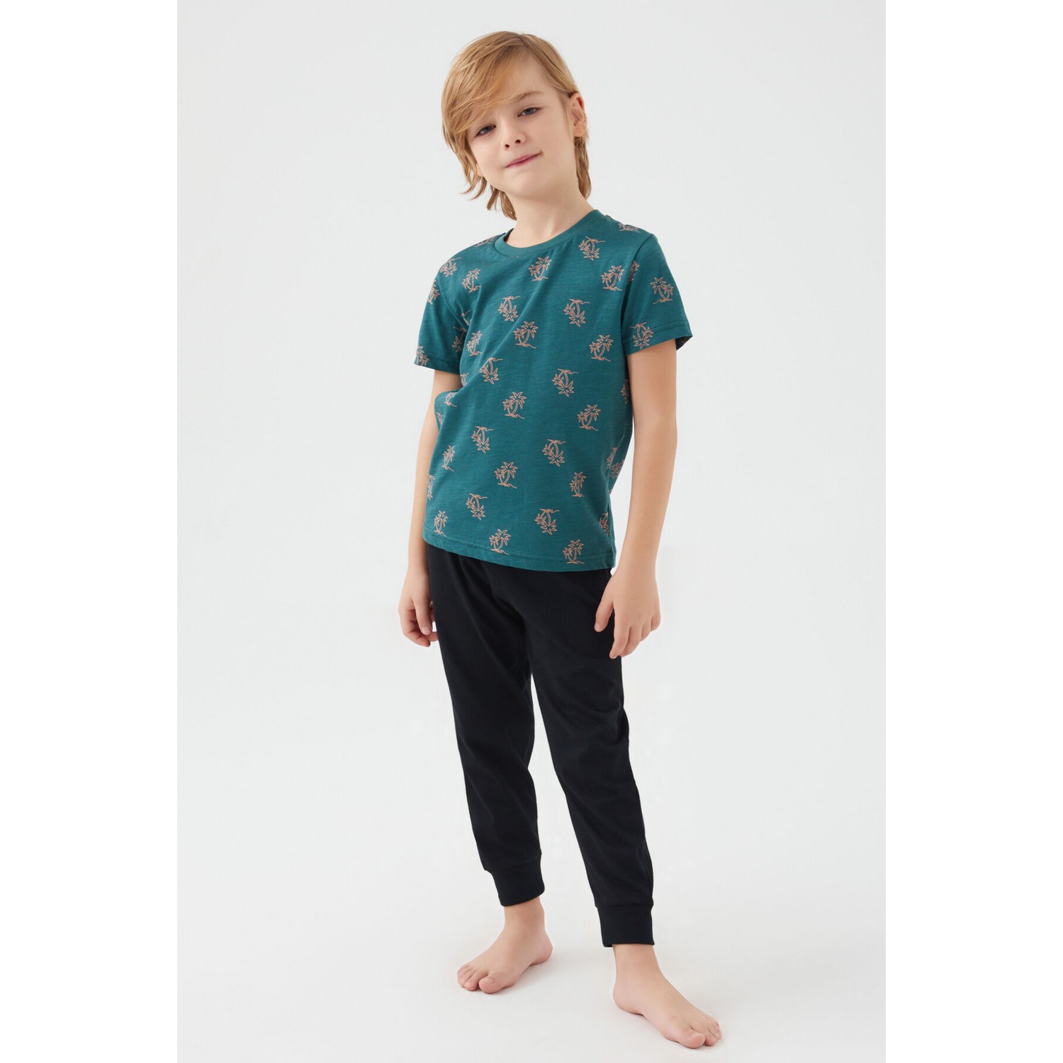 Arnetta Parrot Yeşil Erkek Kısa Kol Pijama Takım