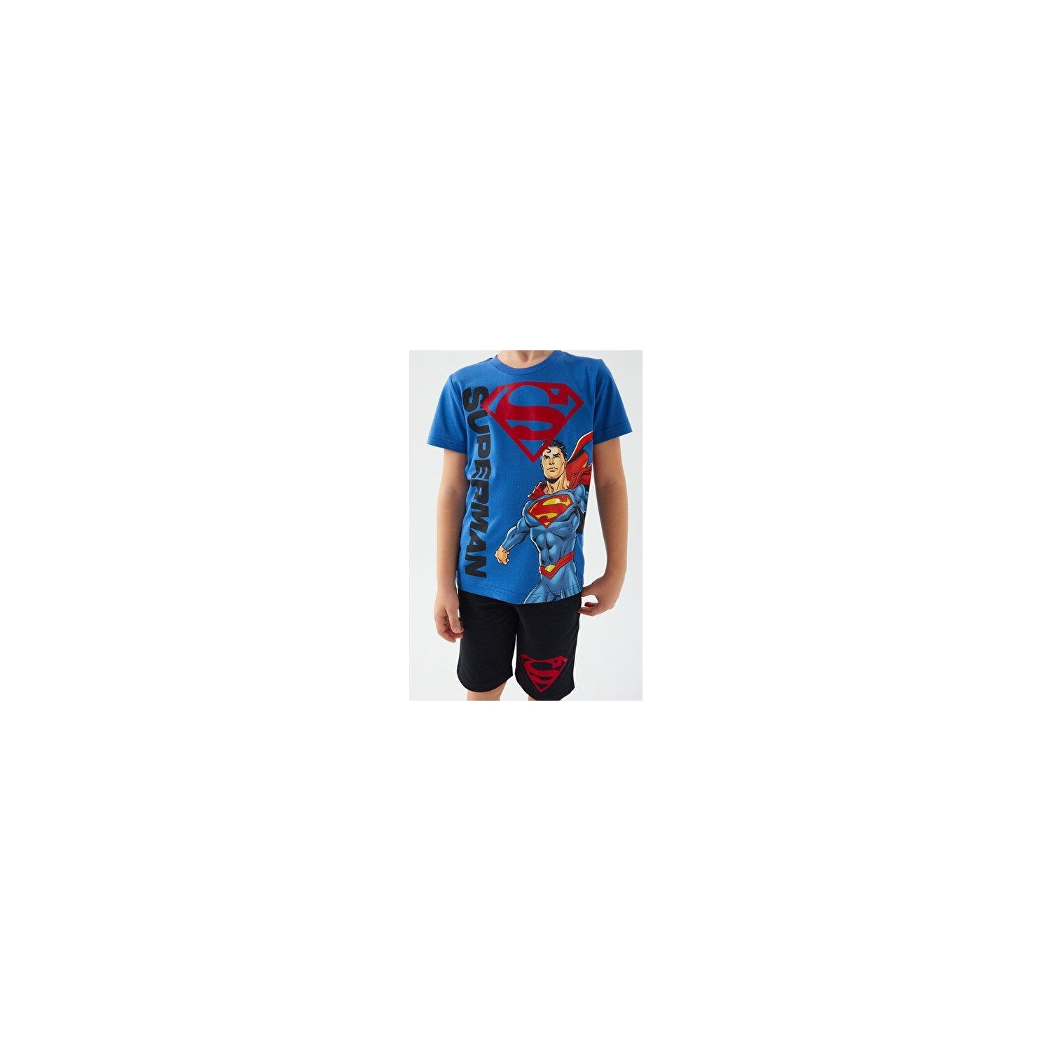Superman Heros Mavi Erkek Çocuk Bermuda Takım