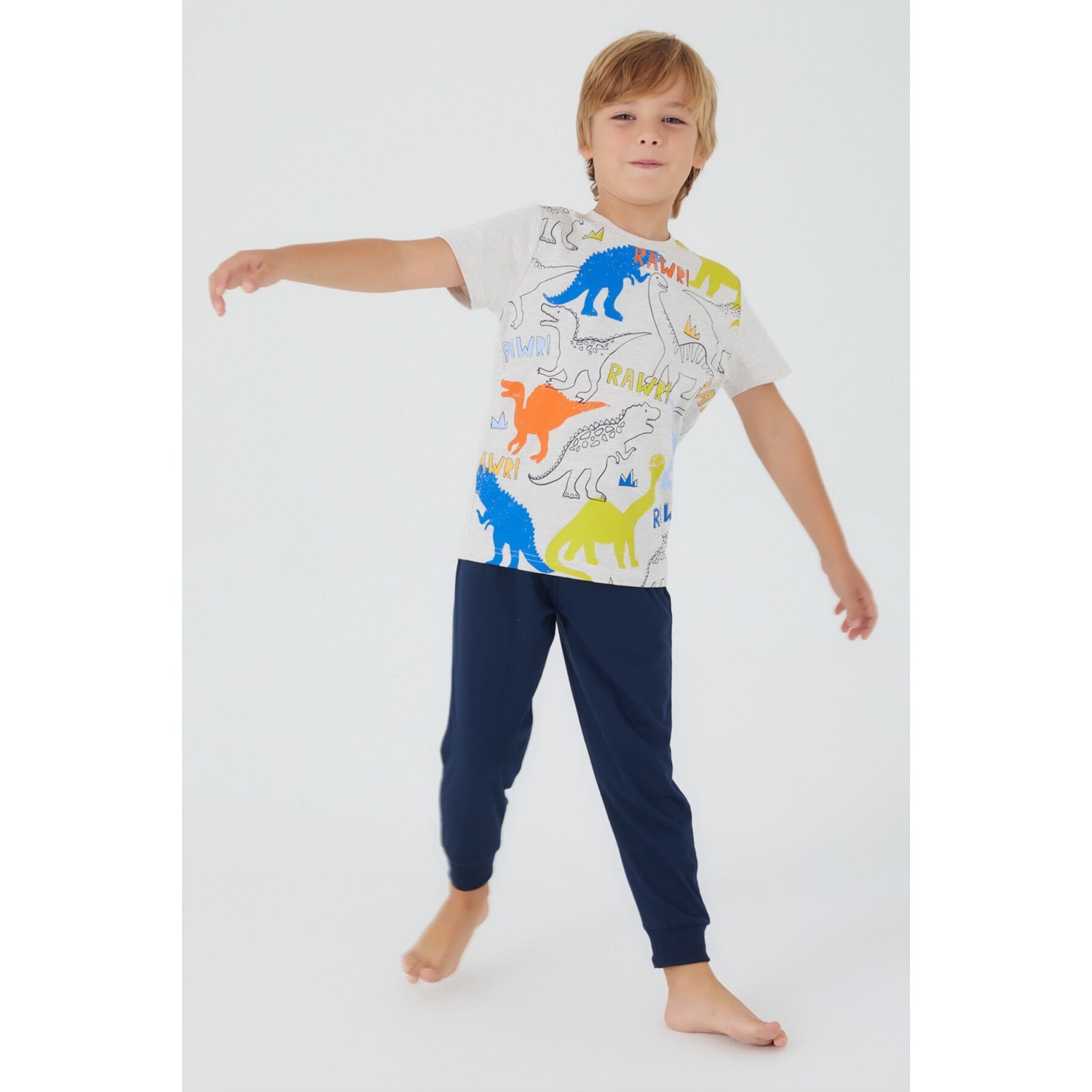 Rolypoly Erkek Çocuk Beyaz Kısa Kol Pijama Takım
