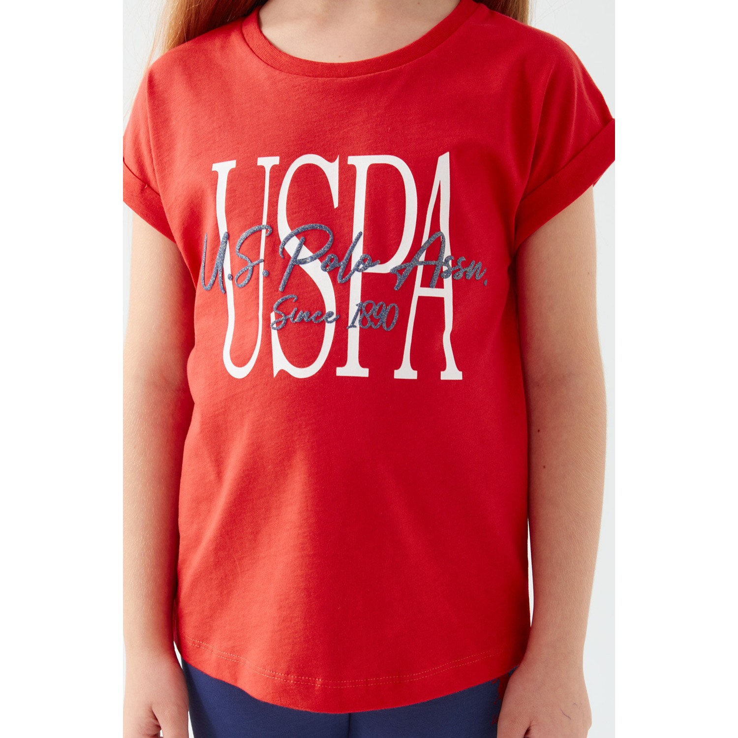 U.S. Polo Assn. Inclined Writing Kırmızı Kız Çocuk Tayt Takım