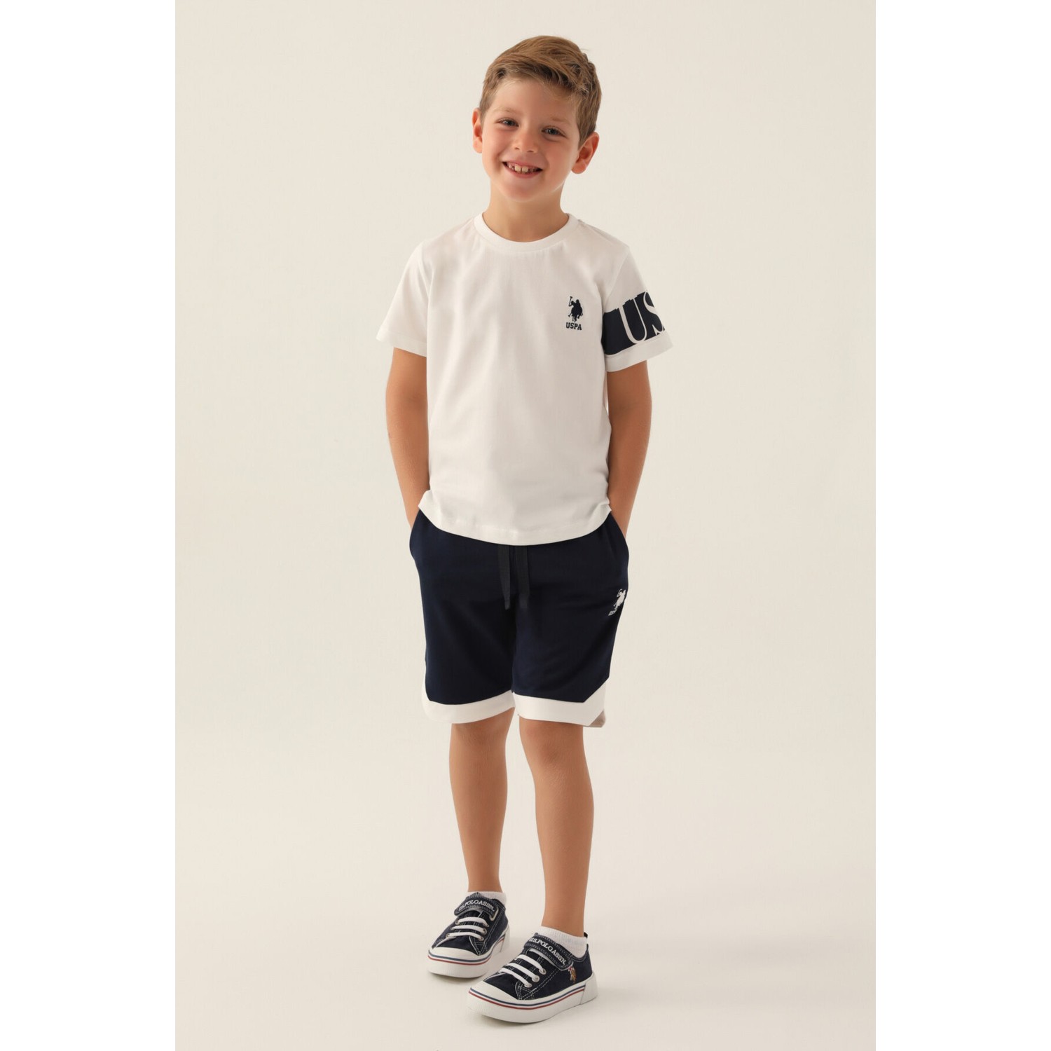 U.S. Polo Assn. Lisanslı Edged Krem Erkek Çocuk Bermuda Ta...