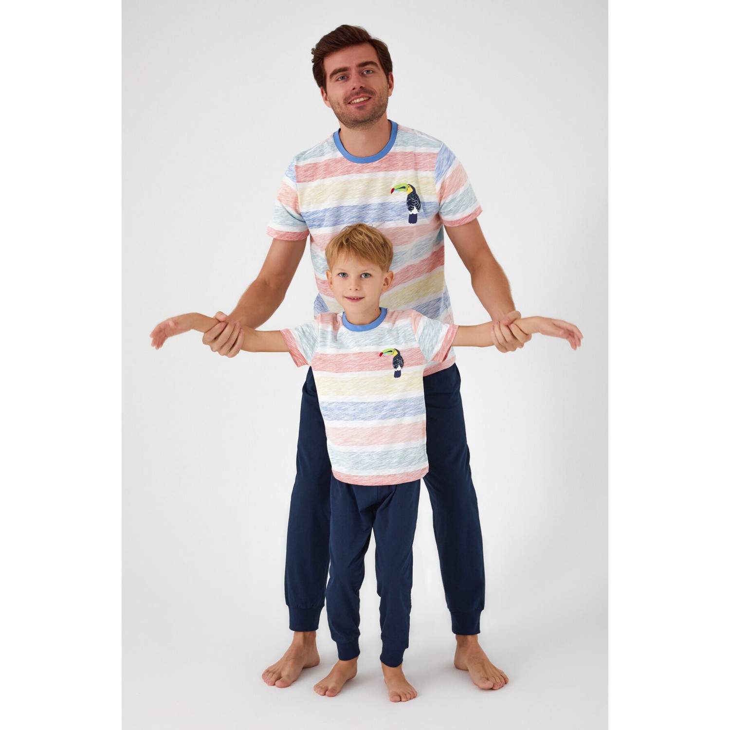 RolyPoly Bird Pattern Krem Erkek Çocuk Kısa Kol Pijama Takım