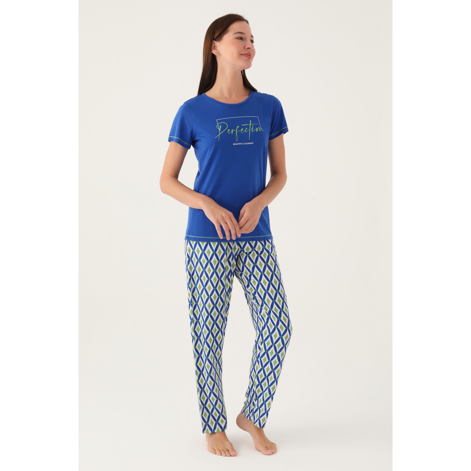 Arnetta Perfection Mavi Kadın Kısa Kol Pijama Takımı