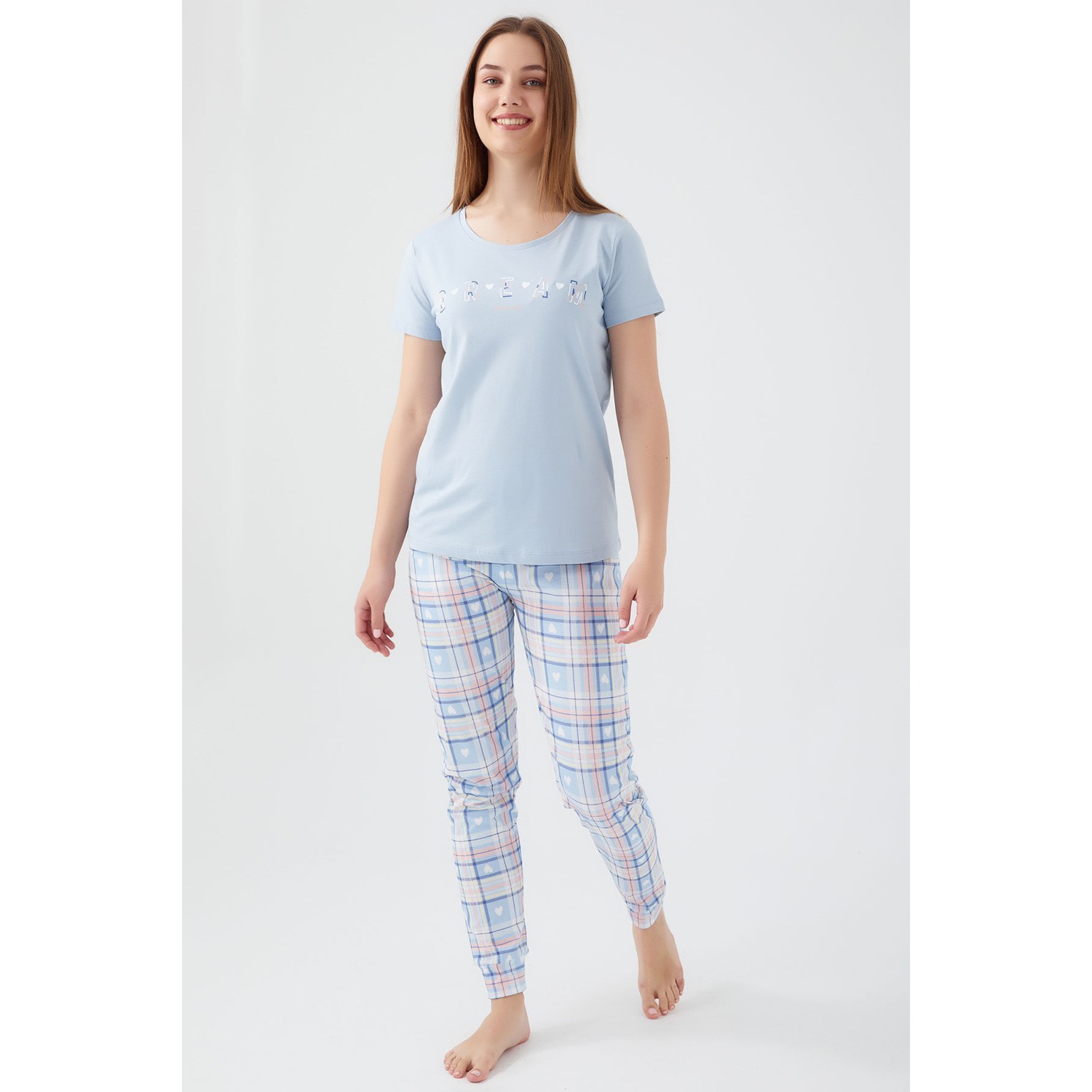 Pierre Cardin Dream Mavi Kadın Kısa Kol Pijama Takım