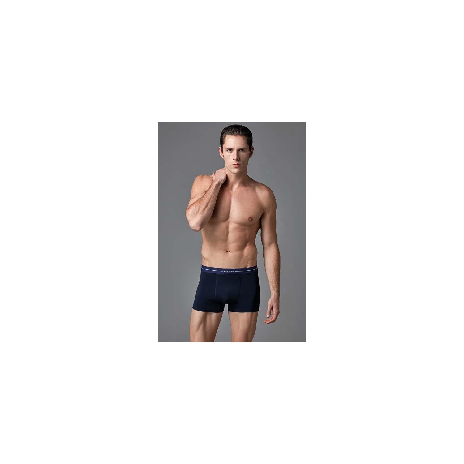 Özlem Eros Erkek Stretch Boxer 3lü Kutu Gri Siyah Lacivert Renkli Desenli M Beden
