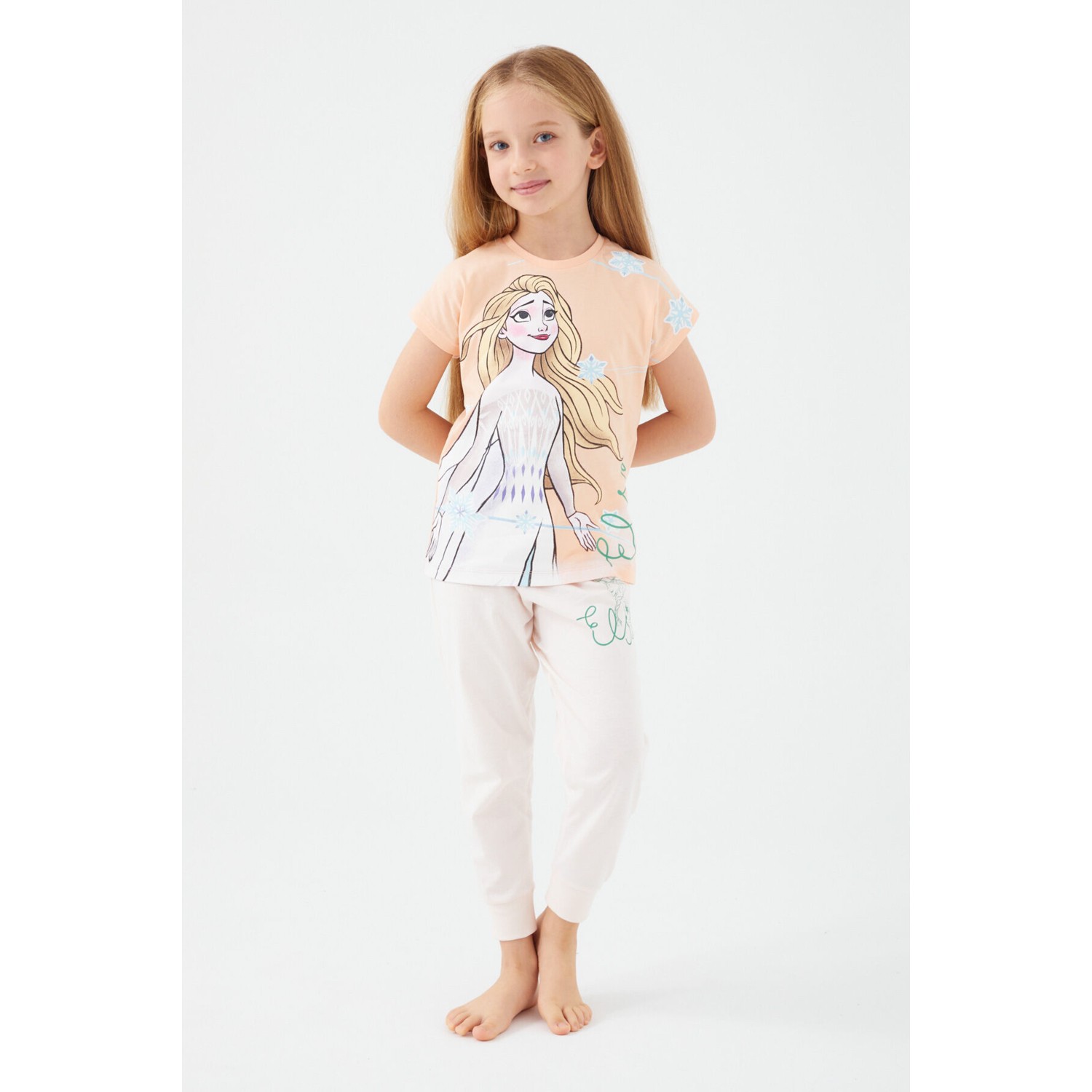 Frozen Elsa Somon Kız Çocuk Kısa Kol Pijama Takım