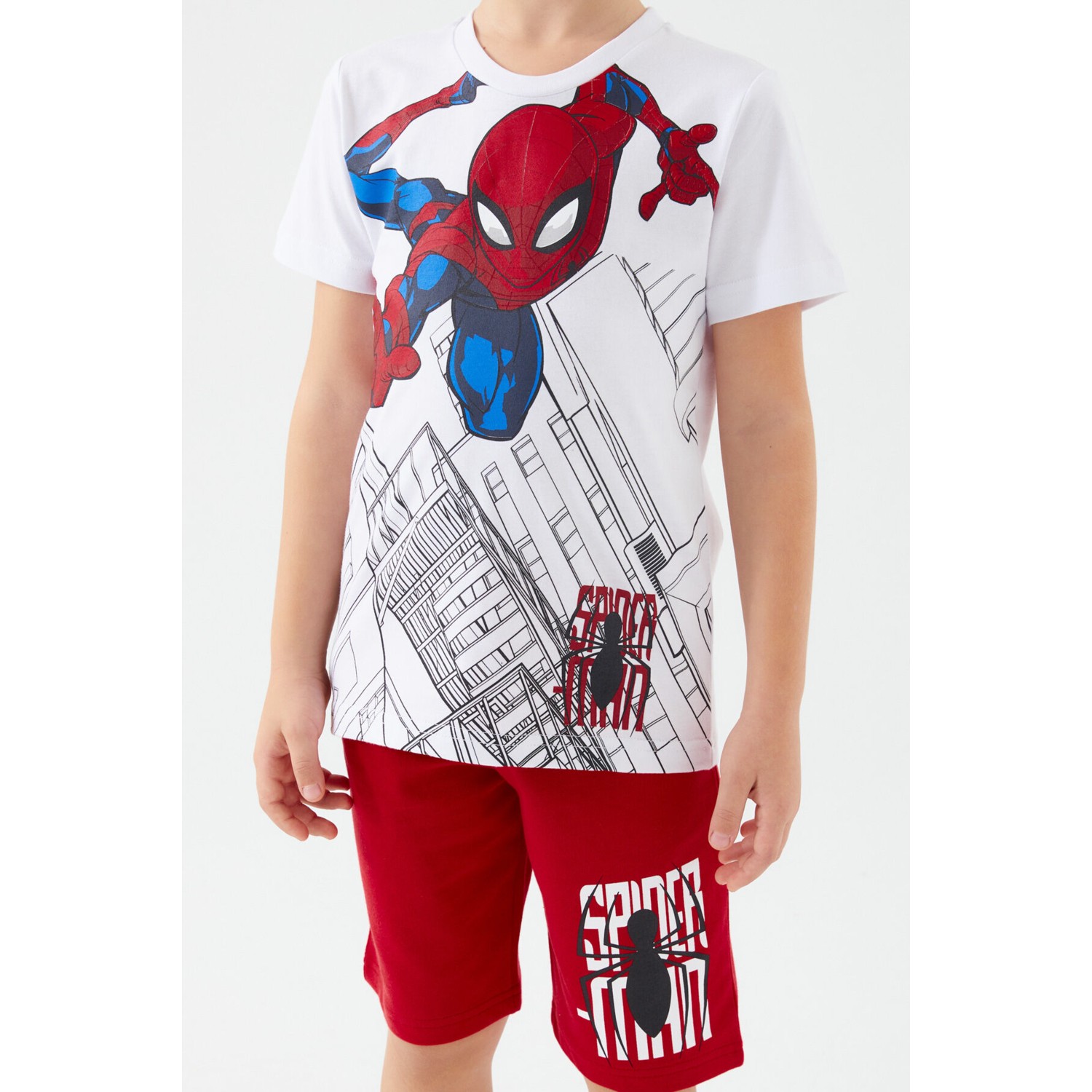 Marvel Spider-Man Buildings Gri Erkek Çocuk Bermuda Takım