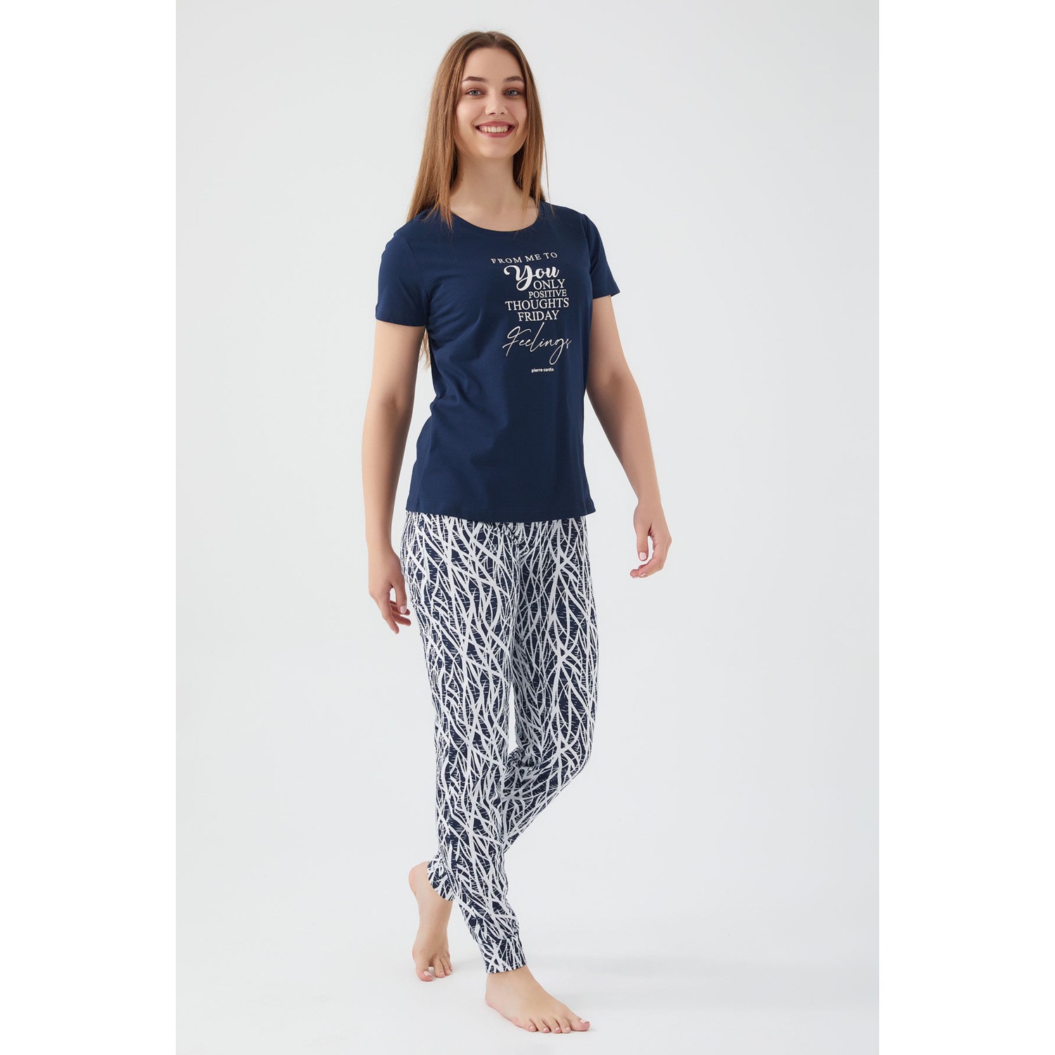 Pierre Cardin Friday Feelings Lacivert Kadın Kısa Kol Pijama Takım
